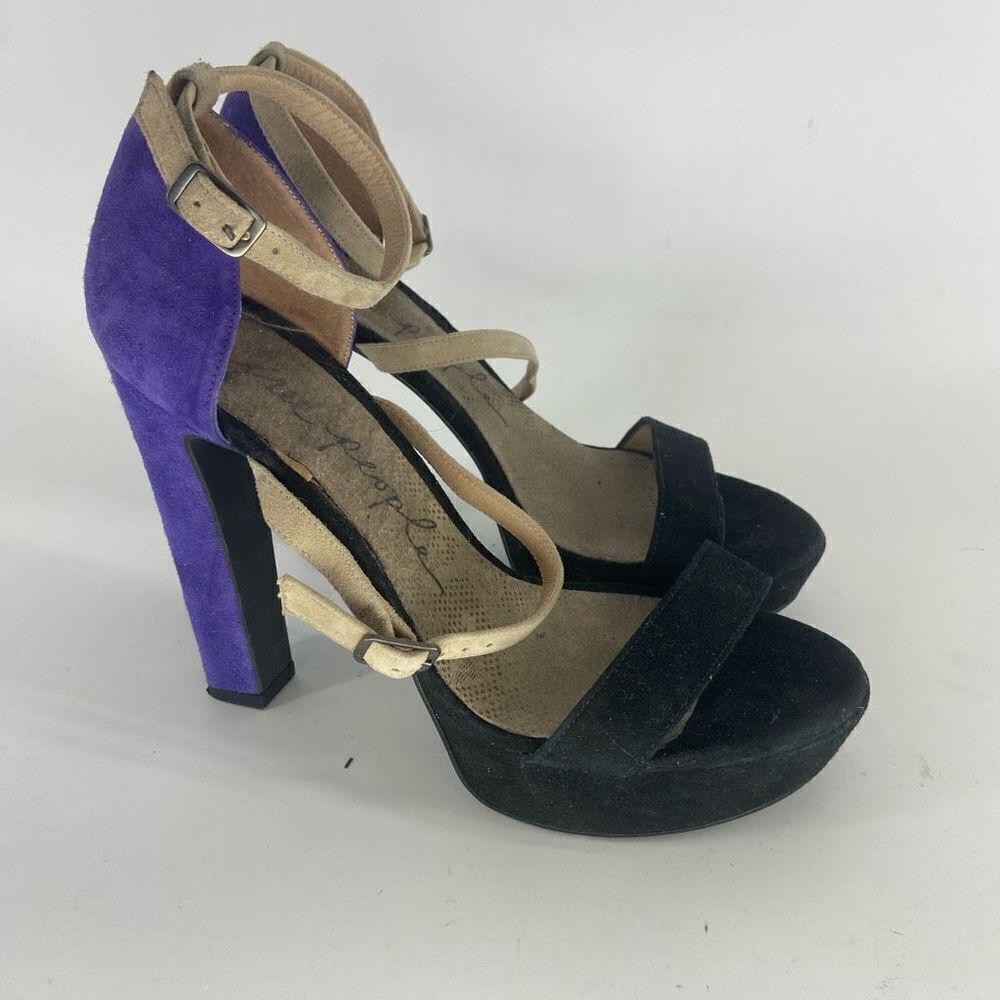 Free People Women's Colorblock Open-Toe Suede Strappy Platform Heels Size 8 - Picture 1 of 7